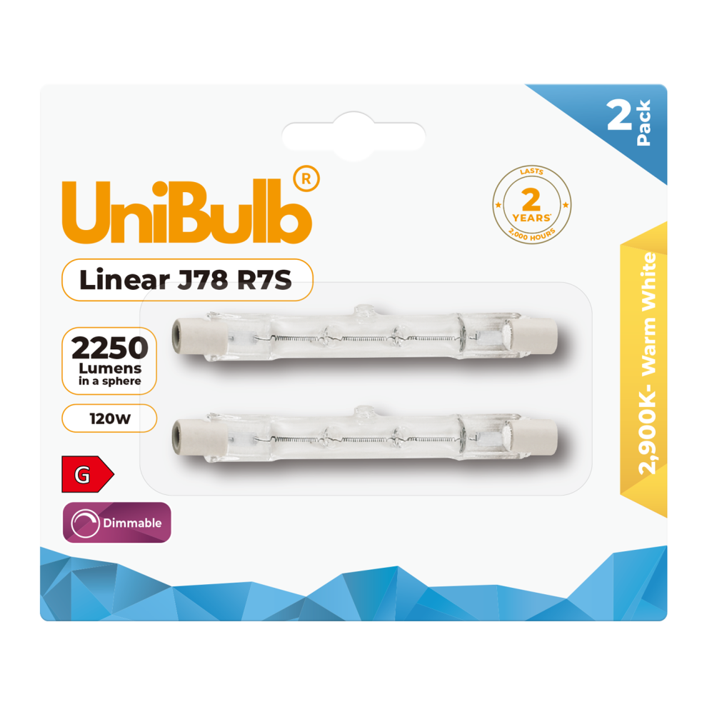 UniBulb R7S Halogen 78mm Linear 120W Floodlight Lamps Dimmable – 2x - Image 4