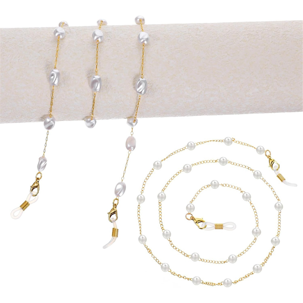 Bez Marki 2Pcs Pearl Eyeglass Beaded Glasses Chain