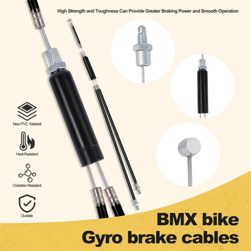 Bike Gyro Brake Cables Front + Rear with Spinner Rotor Complete Set 2