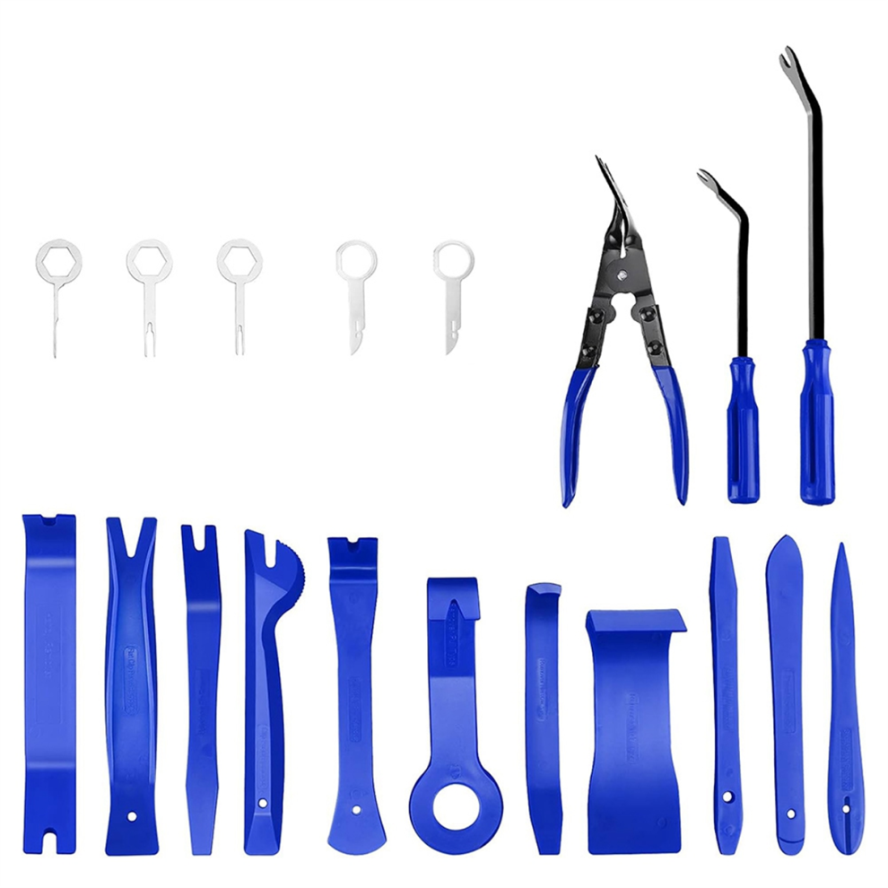 19 Pcs Trim Removal Tool, Clip Pliers Fastener Terminal Remover Blue 4853968513428