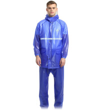PVC Rain Suit, Men Women Reflective Jacket and Trousers with Removable Brim for Working, Motorcycle