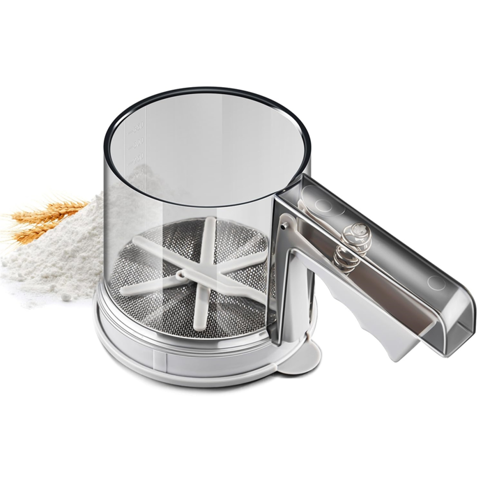 Semi-Automatic Flour Sifter Hand ,Plastic Baking Sieve Cup-image-OPC-PHYTMDF-NEW