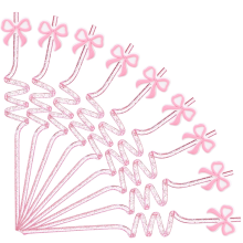 24 Pcs Pink Bow Straws Bulk Reusable Plastic Spiral Drinking Straw