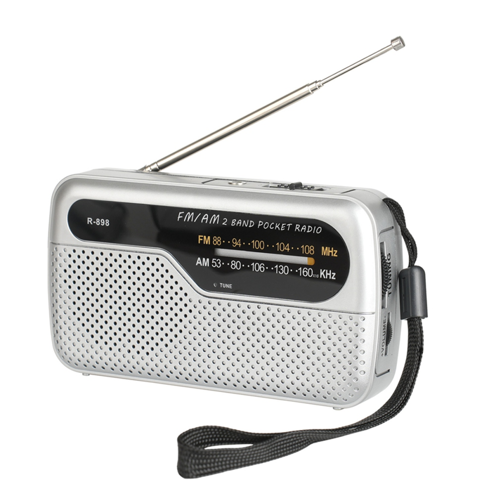 Portable Radio Pocket Fm Am Radio With Earphone Jack Silver 4853968523113