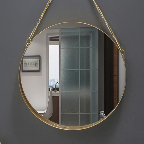 Bathroom Wall Mounted Mirror, Round Square Mirror, Nordic Iron Wall Mounted Mirror, Gold 2