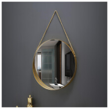 Bathroom Wall Mounted Mirror, Round Square Mirror, Nordic Iron Wall Mounted Mirror, Gold