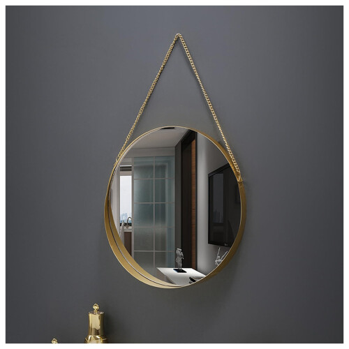 Bathroom Wall Mounted Mirror, Round Square Mirror, Nordic Iron Wall Mounted Mirror, Gold