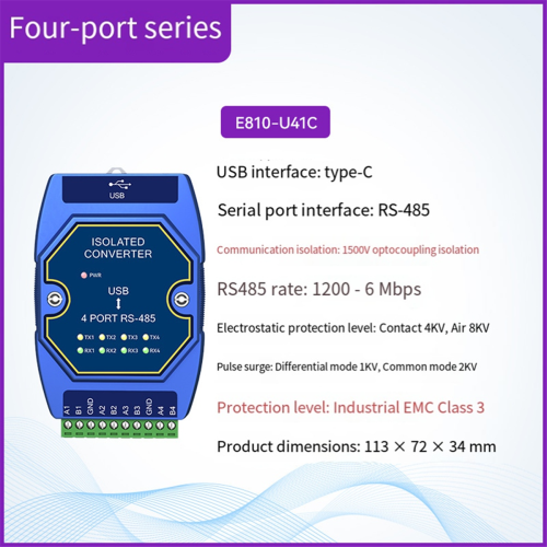 USB to -485 Serial Port Converter CDEBYTE E810-U41C 1500V 1