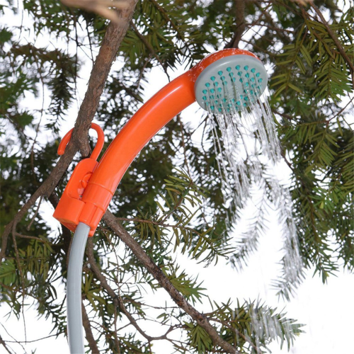 Bärbar campingdusch Utomhus campingduschpump Orange & Grå 1