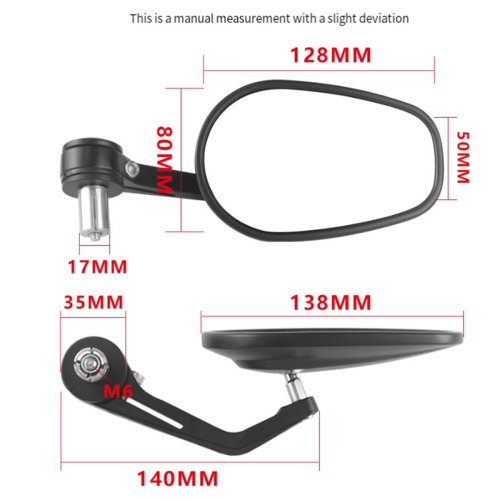 Universal Motorcycle 22mm Handlebar Rearview Mirror Oval Reflector A 1