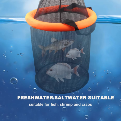 Floating Fishing Bait Basket Portable Foldable Fish Keeper Live 2