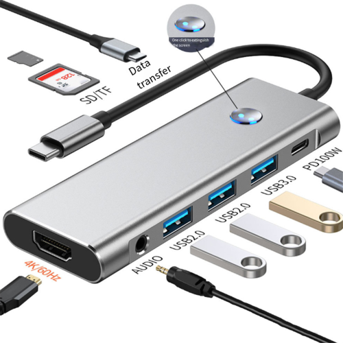 USB docking station with power supply Type-C one-click screen off 1