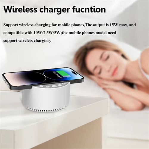Mini Portable White Noise Bluetooth Speaker with 15W Charging, 1
