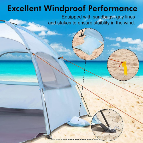 Beach Tent Sun Shelter with Breathable Green