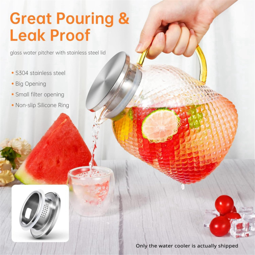 Glass Pitcher, 50oz Glass Pitcher with Lid and Spout 1