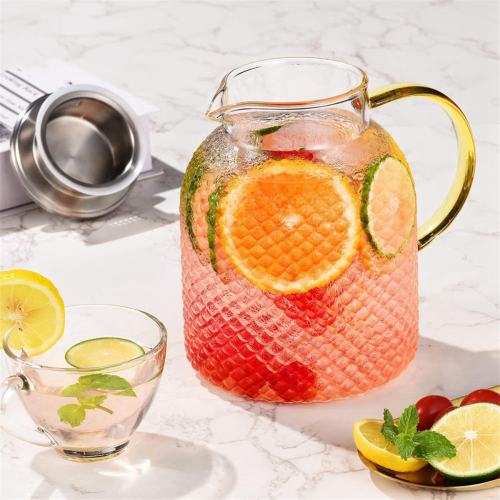 Glass Pitcher, 50oz Glass Pitcher with Lid and Spout 2