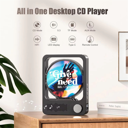 Portable Bluetooth Desktop CD Player Speaker,HiFi stereo sound Player 2