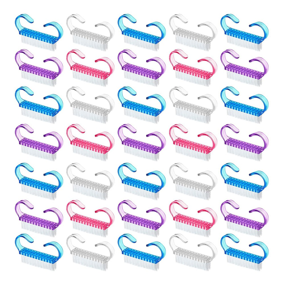 Blue/Pink 200 Pcs Handle Grip Nail Brush Fingernail Scrub Cleaner Nail Brushes