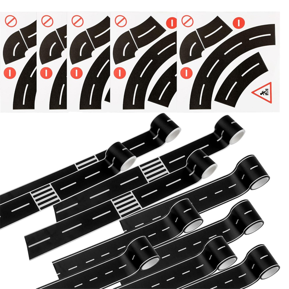 15 Pcs Road Tapes Sticker Include 10 Rolls 16.4 Feet Road Play Tape 4852839637386