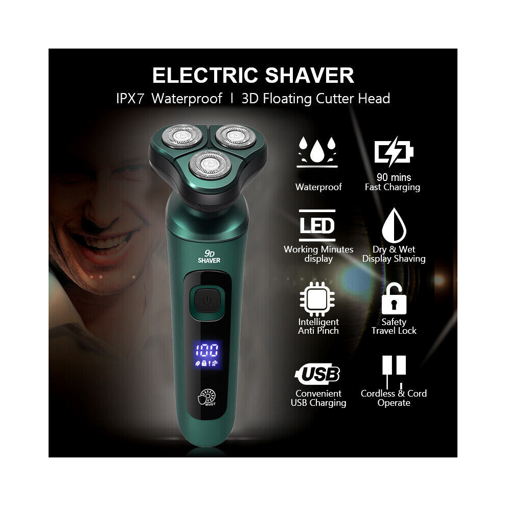 Matic Network Mens Electric Shaver Razor Wet Dry Rechargeable Rotary Cordless