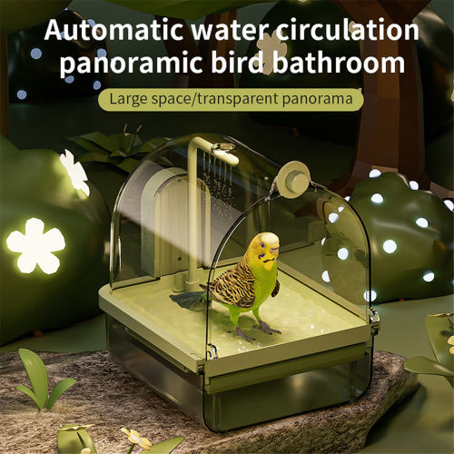 Clear Hanging Bird Bath,Automatic Water Circulation Bath Shower B 1