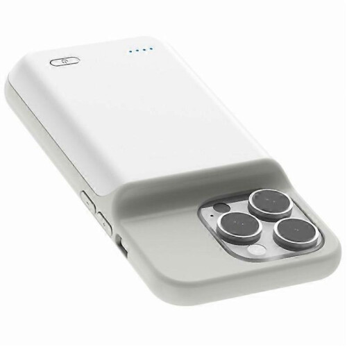 (White) Compatible For iPhone 16 Pro Charging Back Case 7000mAh Power Bank Phone Backup Battery Pack 2