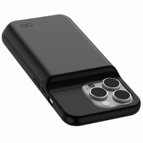 (Black) Compatible For iPhone 16 Pro Charging Back Case 7000mAh Power Bank Phone Backup Battery Pack 2