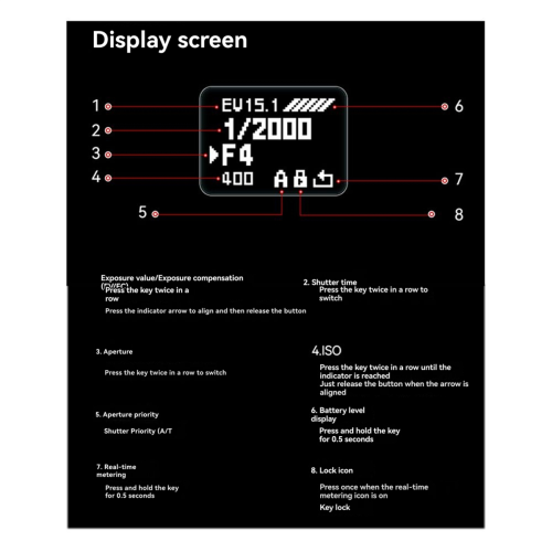 AH-M1 Camera Light Meter with OLED Display Real-Time Metering B 2