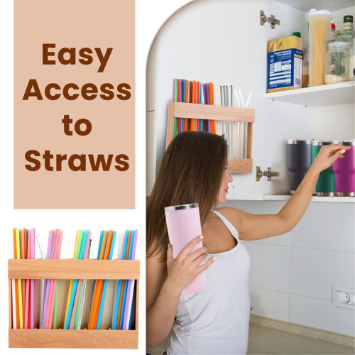 Wooden Reusable Straw Dispenser Organizer 1