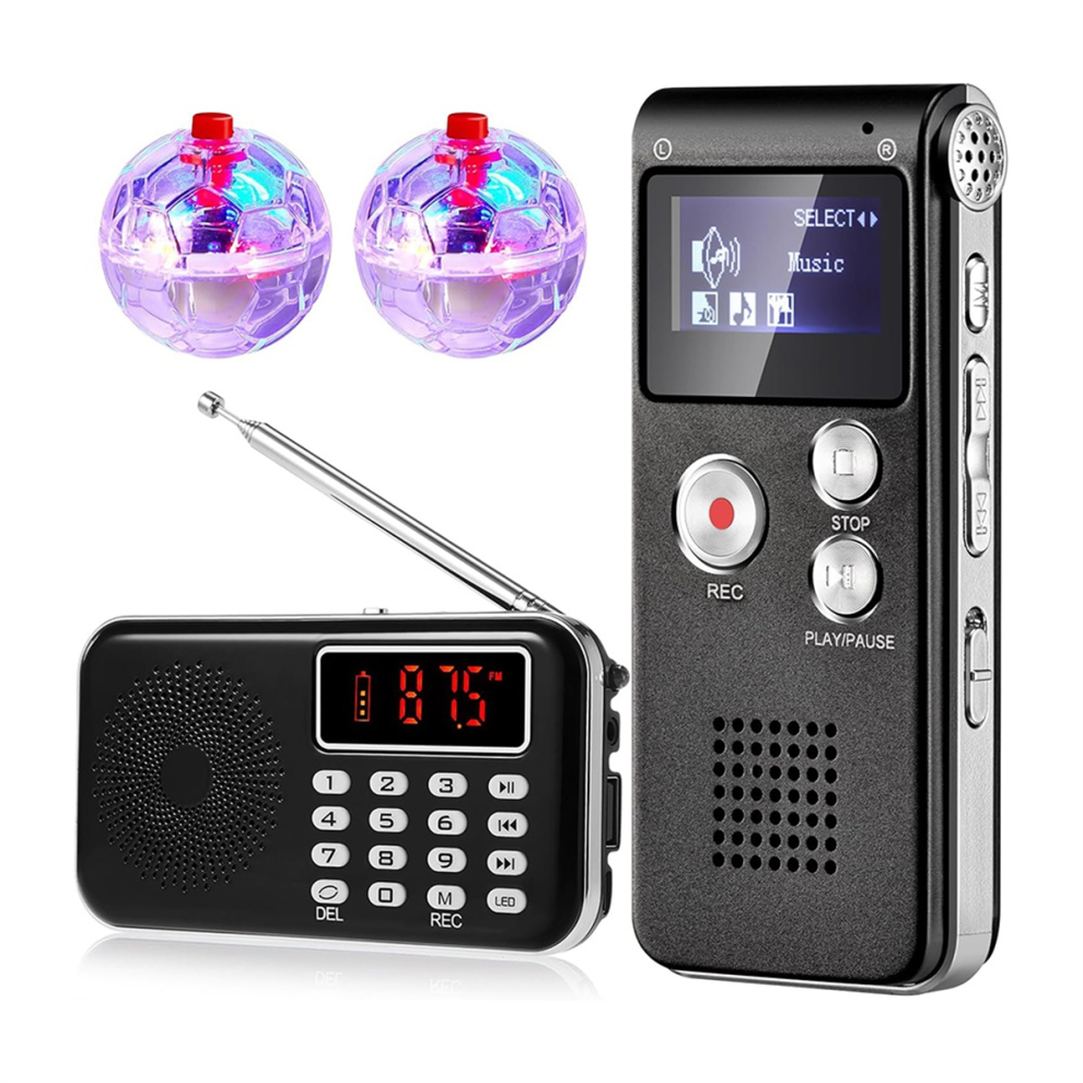 4 Pcs Equipment Kit Fm Radio with 8 Gb Digital Voice Recorders-image-OPC-PHYV726-NEW