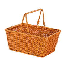 Picnic Basket Imitation Rattan Woven Basket Handwoven Country Storage Serving Basket Fruit Basket for Candy Park Beach Garden, 33cmx23cmx18cm