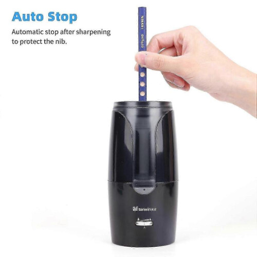(Black) tenwin Automatic Electric Pencil Sharpener Heavy-Duty Helical Blade to Fast Sharpen Adjustable Sharp