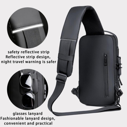 (blackbrown) Anti Theft Sling Bag Backpack With Combination Lock, Large Capacity 2