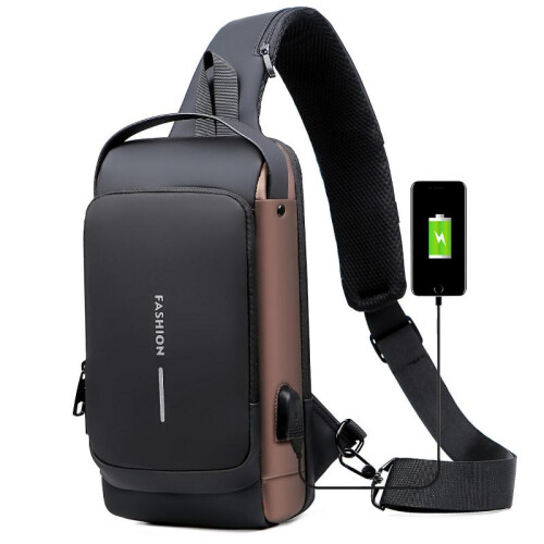 (blackbrown) Anti Theft Sling Bag Backpack With Combination Lock, Large Capacity