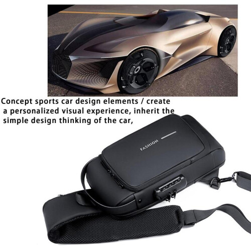 (graybrown) Anti Theft Sling Bag Backpack With Combination Lock, Large Capacity 2