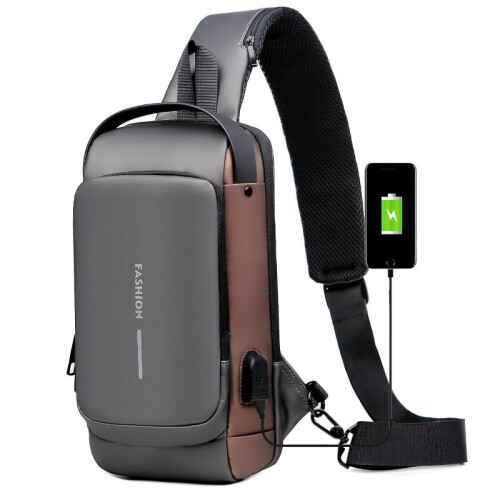 (graybrown) Anti Theft Sling Bag Backpack With Combination Lock, Large Capacity