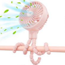 (As show, One size) Stroller Fan with Flexible Tripod Clip on for Baby (Pink)