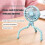 (Blue,Blue)Portable Baby Stroller Fan USB Rechargeable Mini Folding 3 Speed Adjustable Cooling Fan 2