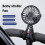 (Black,Black)Portable Baby Stroller Fan USB Rechargeable Mini Folding 3 Speed Adjustable Cooling Fan 2