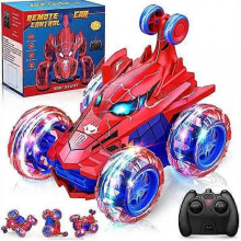 Spiderman Remote Control Car RC Cars Toys, Rechargeable Stunt RC Car with 360 Degree Flips 4WD Wheels Light