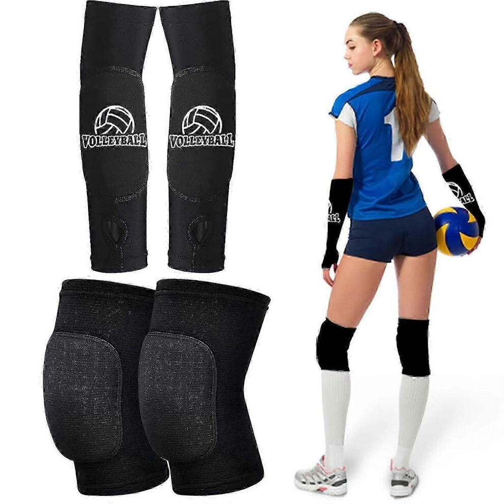 (As show, One size) Volleyball Knee Pads And Volleyball Arm Sleeves, Volleyball Accessories Gear With High Protection Pad Volleyball Kneepads Thumb Ho-image-OPC-PHYVJHS-NEW
