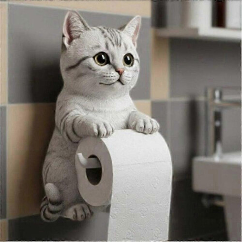 (Silver gradient) Cat Paper Holder Toilet wall roll paper