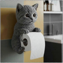 (Blue cat) Cat Paper Holder Toilet wall roll paper