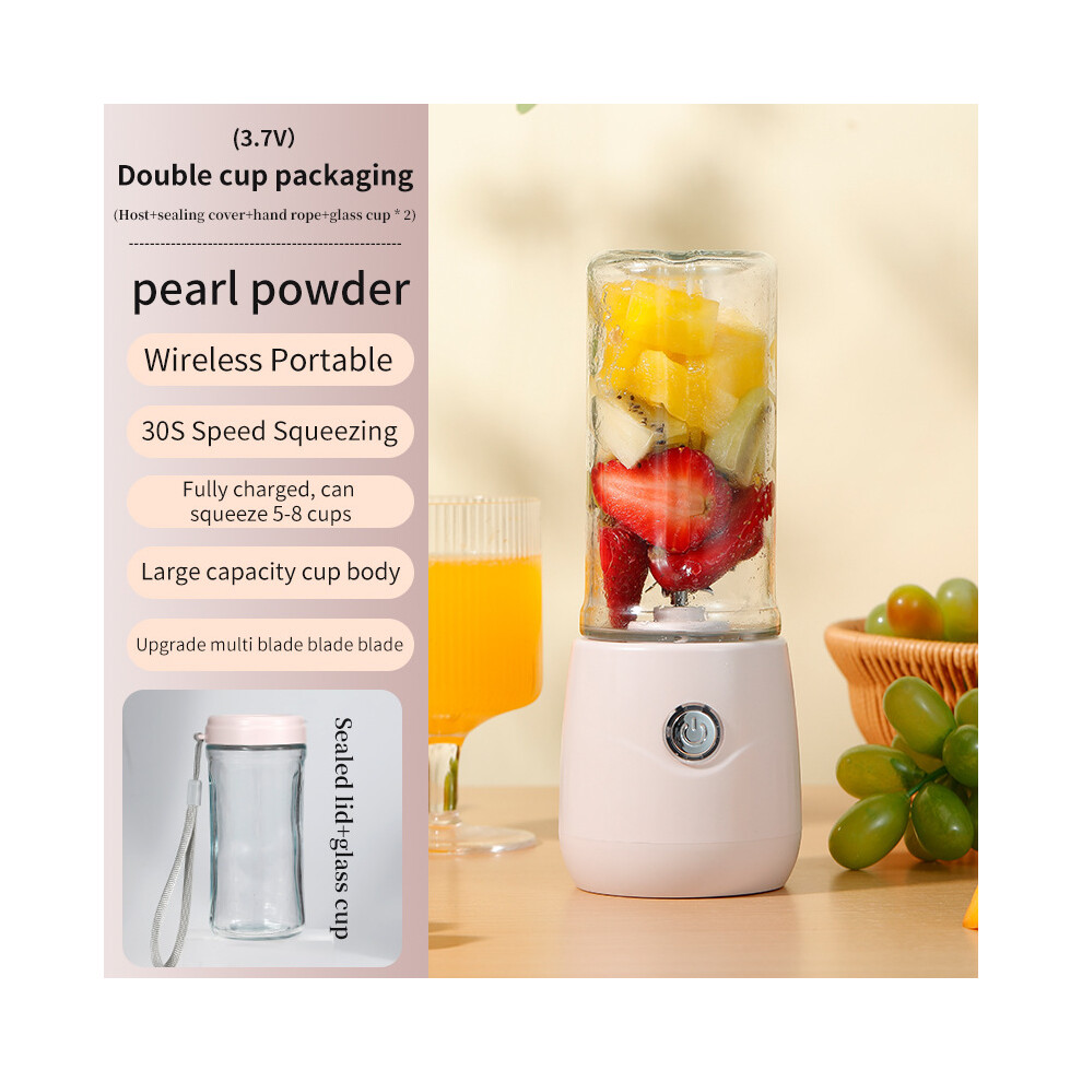 (?3.7v?Double cup pink) Portable cordless juicer for home and on the go | Multifunctional fruit and vegetable juicer | Compact design, USB rechargeabl-image-OPC-PHYVQVF-NEW