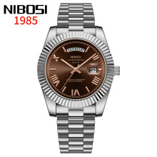 (steel coffee belt) Fashionable and trendy men's watch with solid steel strap crown and multi-color dial quartz wristwatch for men