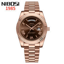 (Full rose coffee surface steel belt) Fashionable and trendy men's watch with solid steel strap crown and multi-color dial quartz wristwatch for men