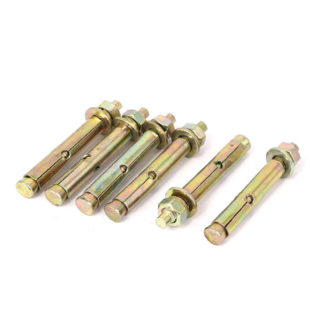 M6x60mm Yellow Zinc Plated Iron Hex Nut Anchors Expansion Sleeve Bolt Screw 6Pcs (Color : Multiple Colors) 762703348819