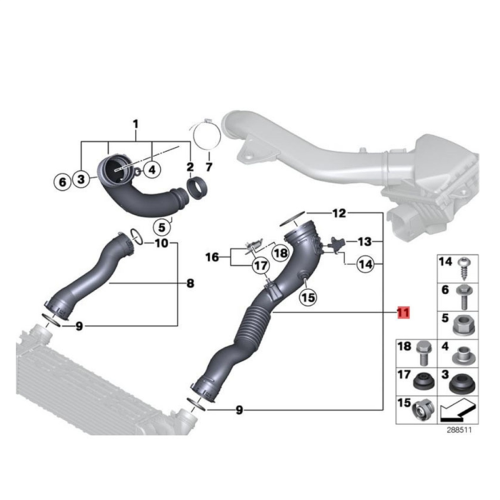 13717604033 Luftinntaksrør for intercooler til 335i 1