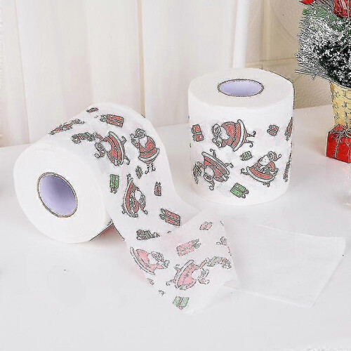 Christmas Pattern Colored Toilet Paper Santa Christmas Tree Printed Tissue (2 Pieces) 2