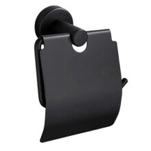 (black) toilet roll holder,toilet paper holder, Bathroom Toilet Paper Holder with Cover Wall Mount Toilet Roll Holder for Hotel (D-V2)